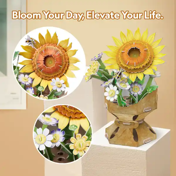 3D puzzle “Buchet de floarea-soarelui”, 102 elemente