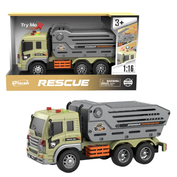 1:16 Camion pentru transortarea dinozaurilor cu fricțiune (lumini /sunete)