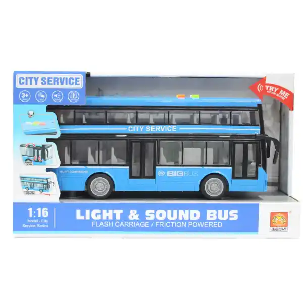 1:16 Инерционный двухэтажный автобус (свет/звук)