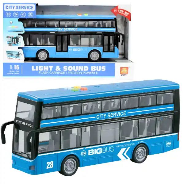 1:16 Инерционный двухэтажный автобус (свет/звук)