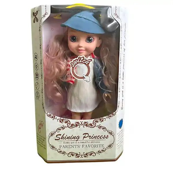 Păpușă cu păr roz, 34 cm