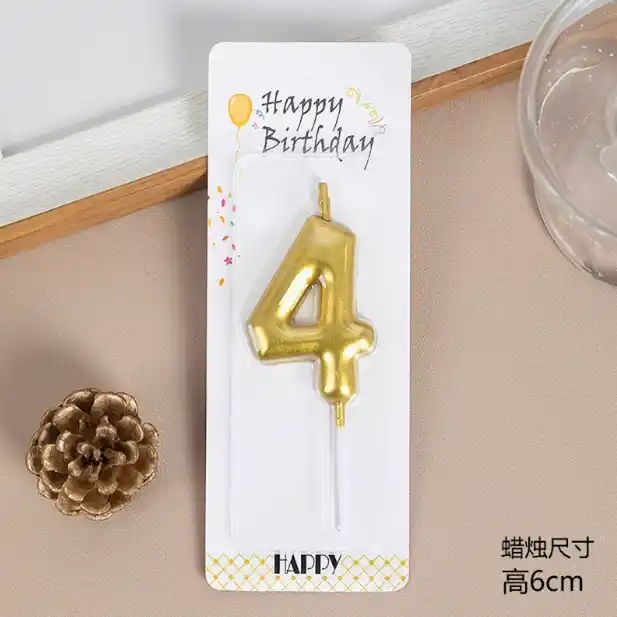 Set lumanare auriu cifra 4 (1buc)