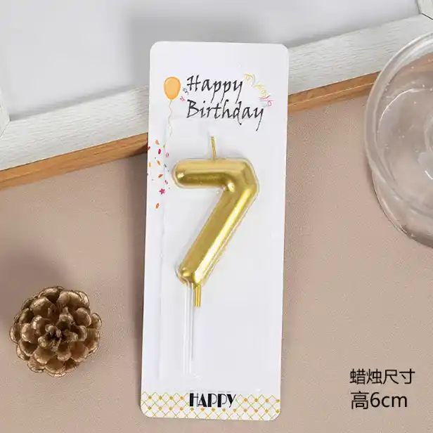 Set lumanare auriu cifra 7 (1buc)