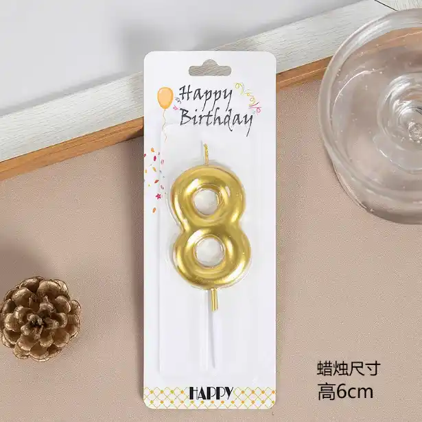 Set lumanare auriu cifra 8 (1buc)