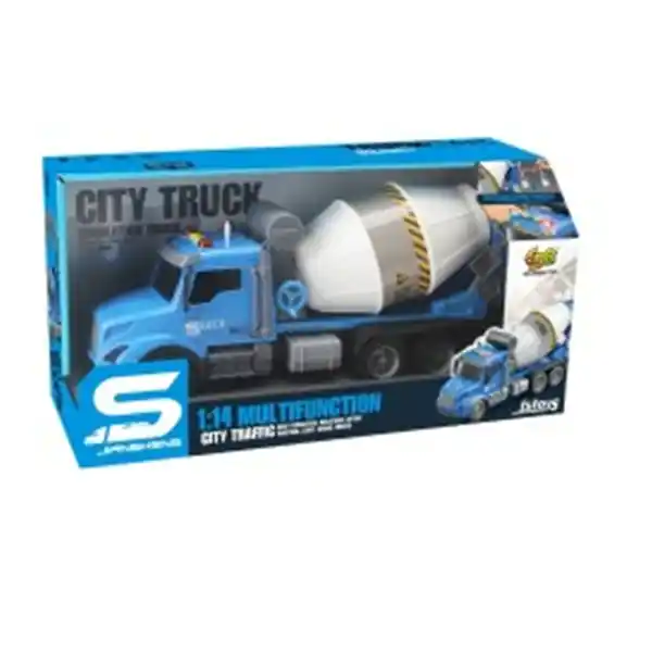 Синий бетономешалка с трением, звуки и огни, 1:14