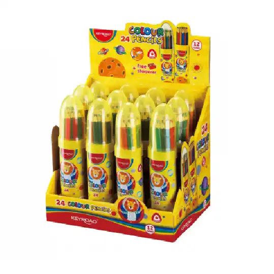 Creioane color Keyroad 24 culori+ascutitoare (tub)