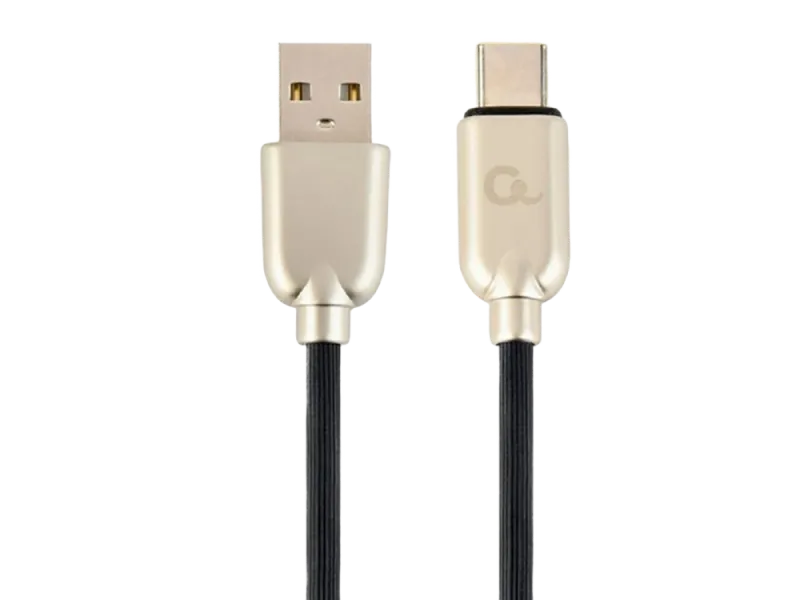 Blister Type-C /USB2.0, AM/CM,  1.0m, Cablexpert Premium Ruber Black, CC-USB2R-AMCM-1M