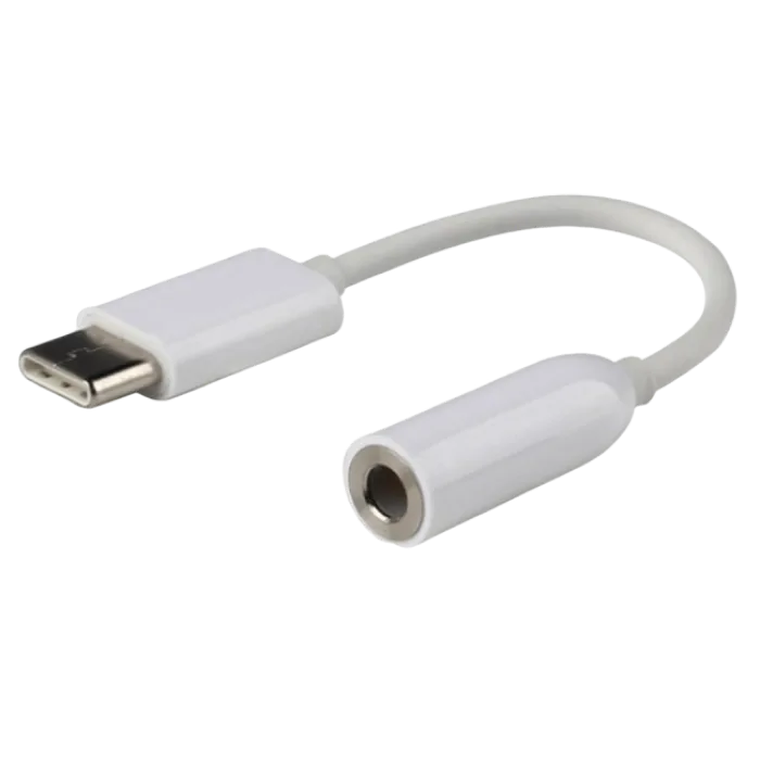 Audio adapter Type-C male/ 3.5mm stereo-audio female, CM/jackF, White, Cablexpert, CCA-UC3.5F-01-W
