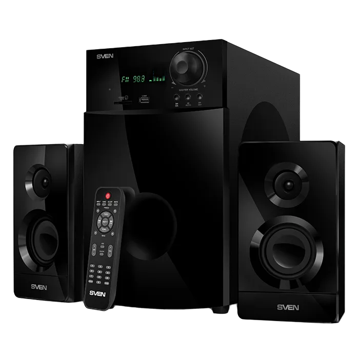Speakers SVEN "MS-2100" SD-card, USB, FM, remote control, Black, 80w / 50w + 2x15w / 2.1