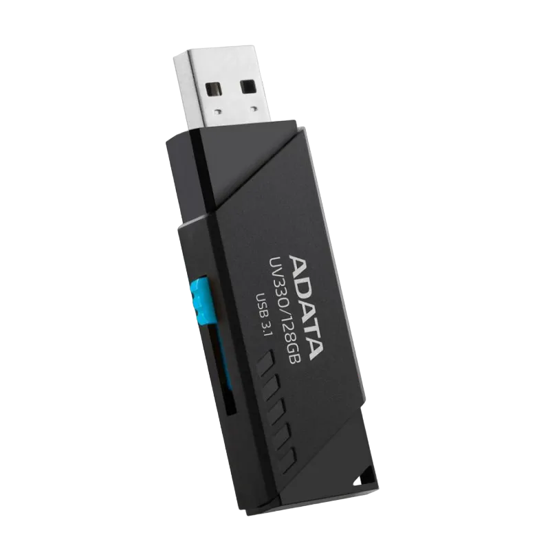 128GB  USB3.1 Flash Drive ADATA "UV330", Black, Plastic, Slider (R/W:90/40MB/s)