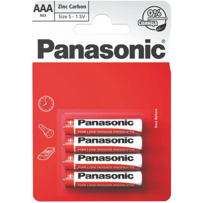Panasonic "Zink Carbon" AAA Blister*4, Manganese Dioxide, R03REL/4BPR