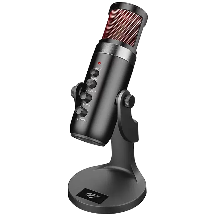 Microphones Havit GK59, Omnidirectional, 50Hz-16kHz, -45±3dB, Touch mute key, 1.5m. RGB, USB, Black