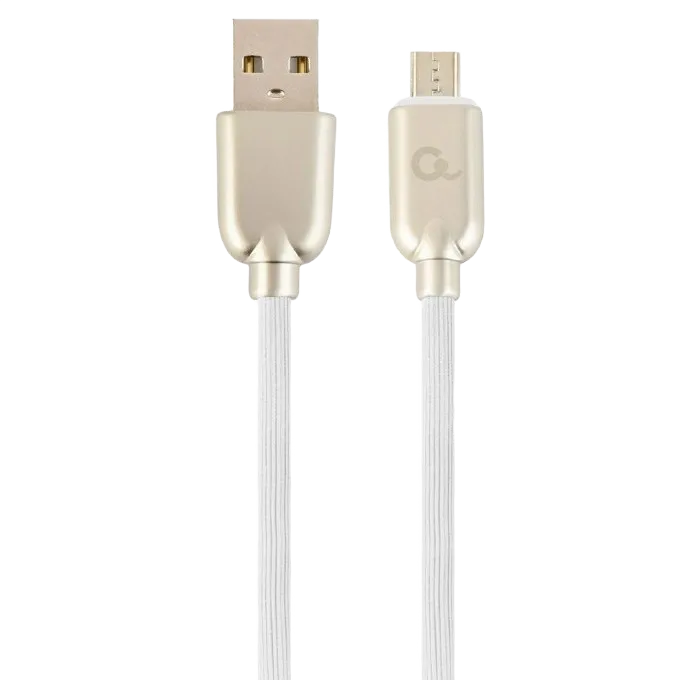 Blister MicroUSB/USB2.0, 1.0 m, Cablexpert Premium Rubber White, CC-USB2R-AMmBM-1M-W