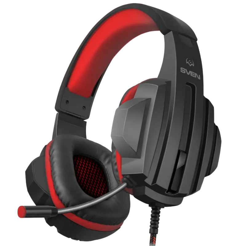 Gaming Headset SVEN AP-G300MV, 40mm drivers, 20-20000Hz, 32 Ohm, 105dB, 300g., 2x3.5mm, Black/Red