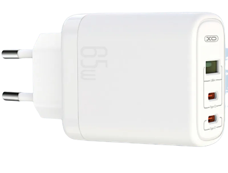 Wall Charger XO, Type-C PD65W/USB-A QC45W fast charger, 65W, CE04A, white