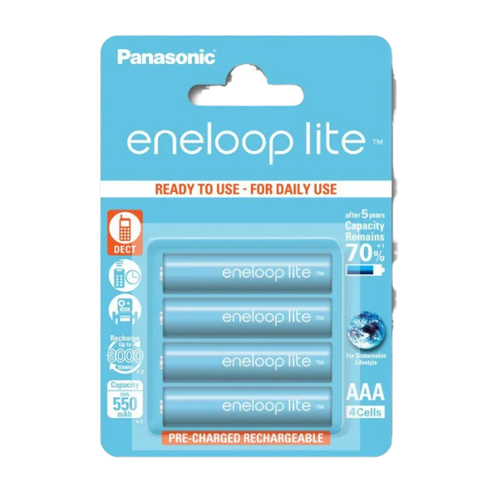 AAA  Eneloop  Lite 550mAh, Blister*4, Panasonic, BK-4LCCE/4BE
