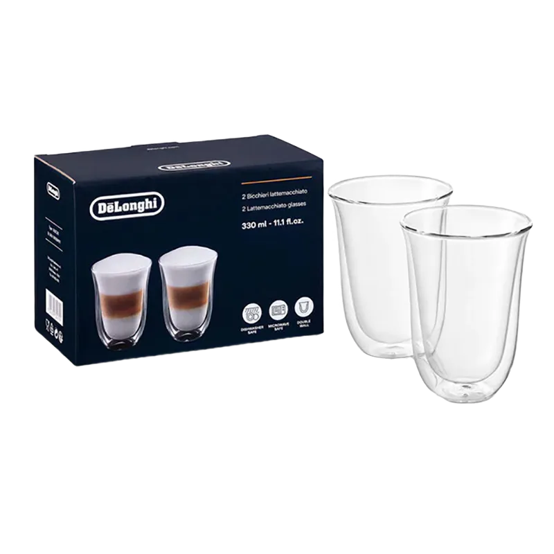 Cumpara  Vase pentru cafea - Стаканы для latte De'Longhi 330ml 2pcs, Прозр..