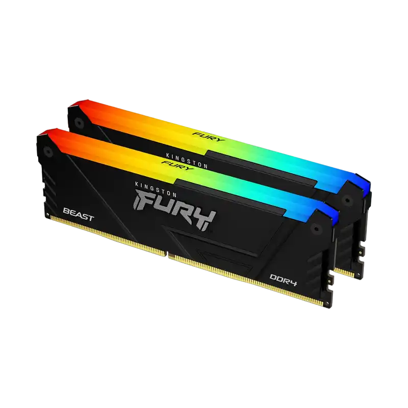 16GB DDR5-5200MHz  Kingston FURY Beast RGB (Kit of 2x8GB) (KF552C40BBAK2-16), CL40, 1.25V, Black
