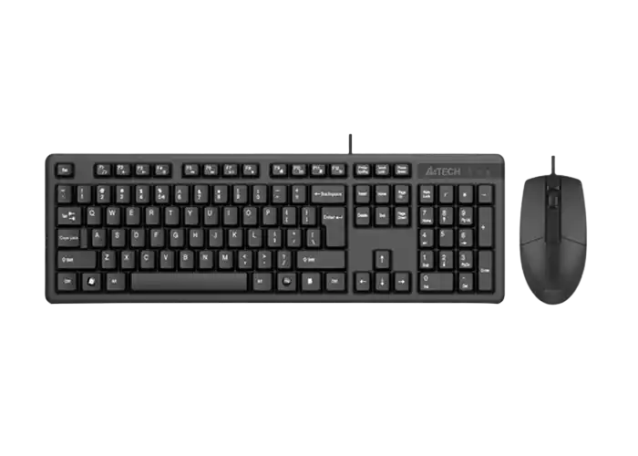 Keyboard & Mouse A4Tech KK-3330, 12Fn Keys, Laser Engraving, Splash Proof, 1200 dpi, 3 buttons, 1.5m