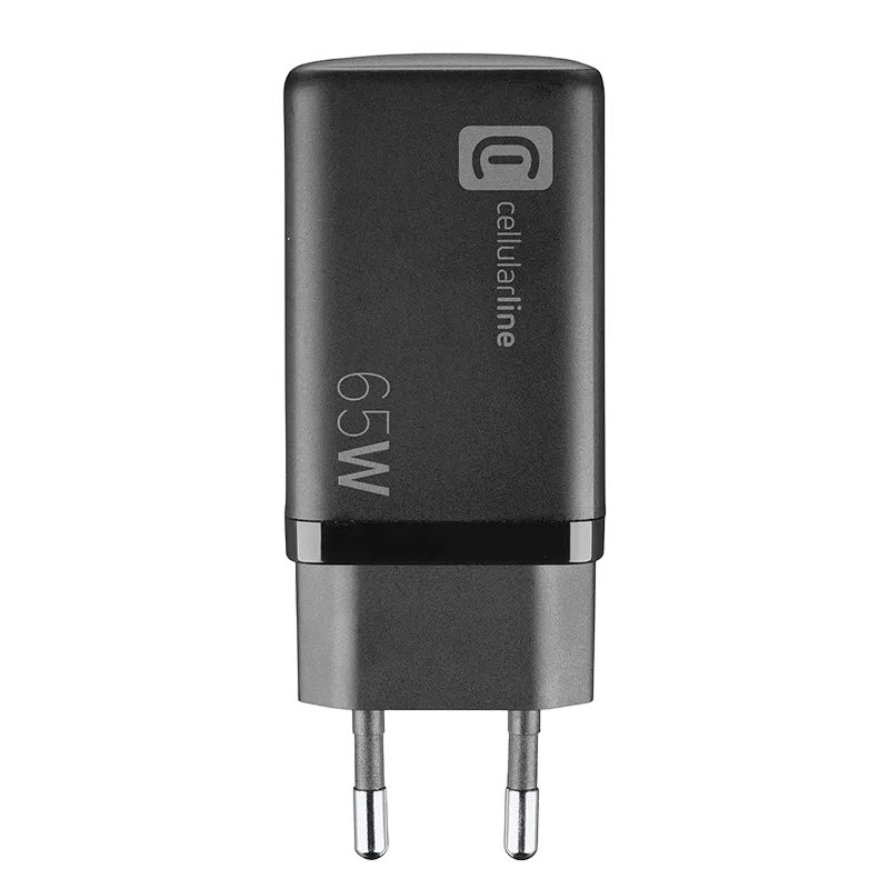 Wall Charger GAN Cellularline, 3 Ports, 2 PD + USB, 65W, Black