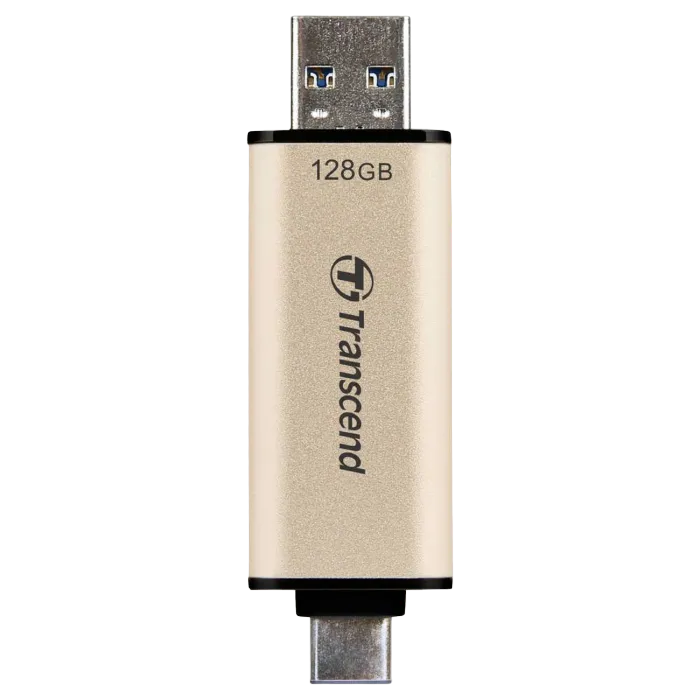 128GB USB3.1/Type-C Flash Drive  Transcend "JetFlash 930C", Gold, Classic Cap,OTG (R/W:420/400MB/s)