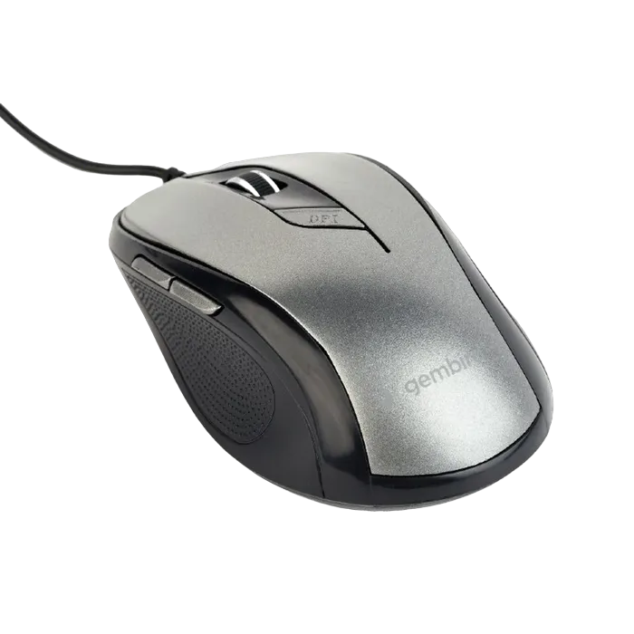 Mouse Gembird MUS-6B-01-BG, Optical, 800-1600 dpi, 6 buttons, Ambidextrous, Black/Grey, USB