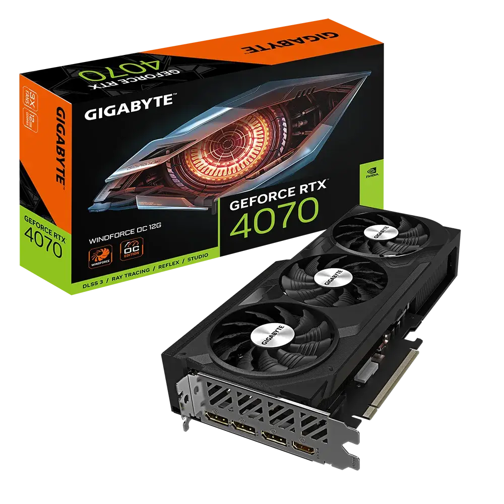 VGA Gigabyte RTX4070 12GB GDDR6X WindForce OC  (GV-N4070WF3OC-12GD)
