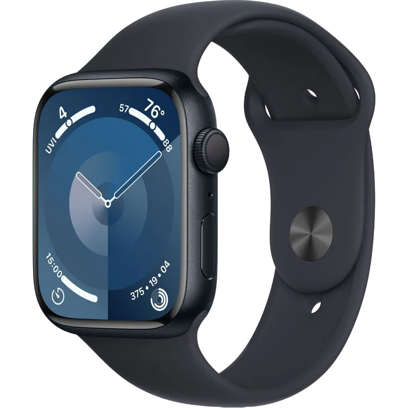 Apple Watch Series 9 GPS, 45mm Midnight Aluminium Case with Midnight Sport Band - M/L, MR9A3