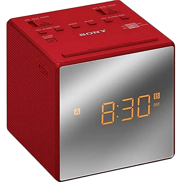 SONY ICF-C1T, Red, Clock Radio with dual alarm, AM/FM