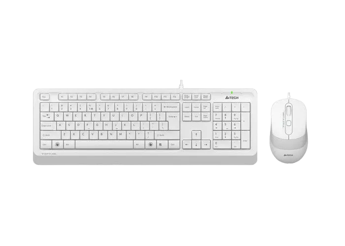 Keyboard & Mouse A4Tech F1010, 12Fn Keys, Laser Engraving, Splash Proof, 600-1600 dpi, 4 buttons, 1.