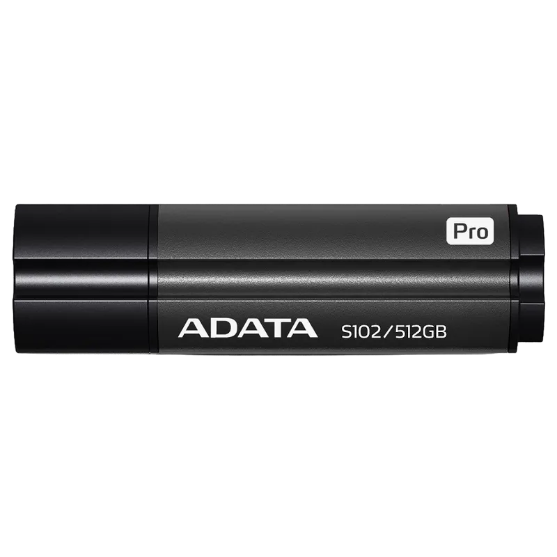 512GB  USB3.1 Flash Drive ADATA "S102 Pro", Titanium-Gray, Aluminum, Classic Cap (R/W:200/120MB/s)
