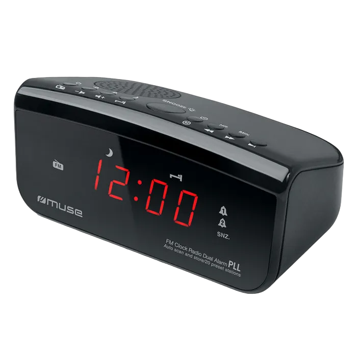 MUSE M-12 CR, Tuner FM, Clocks, Black