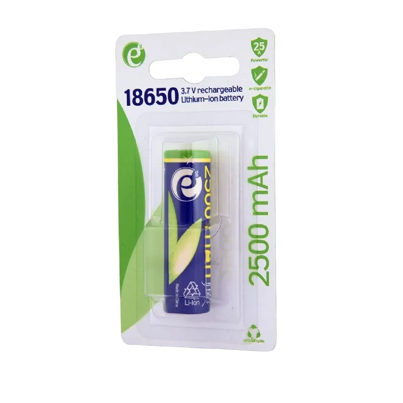 Size 18650, 2500mAh, flat poles, Blister*1, Energenie, Li-ion 3.7V, Ø18.4; height 65.2 mm, EG-BA-1