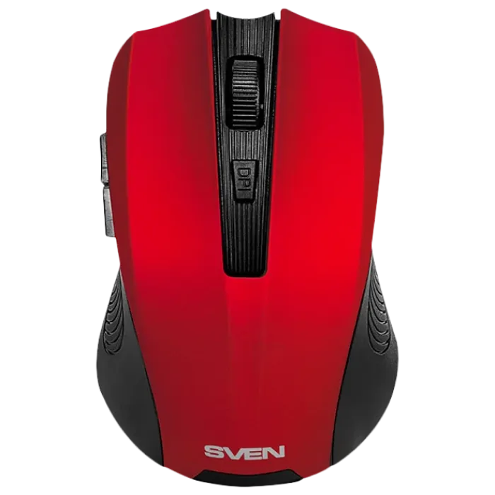 Wireless Mouse SVEN RX-350W, Optical, 600-1400 dpi, 6 buttons, Soft Touch, 2xAAA, Red