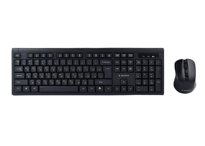 Wireless Keyboard & Mouse Gembird KBS-WM-03-RU, Multimedia, Nano reciver, 2.4GHz, 1xAA/1xAAA, Black