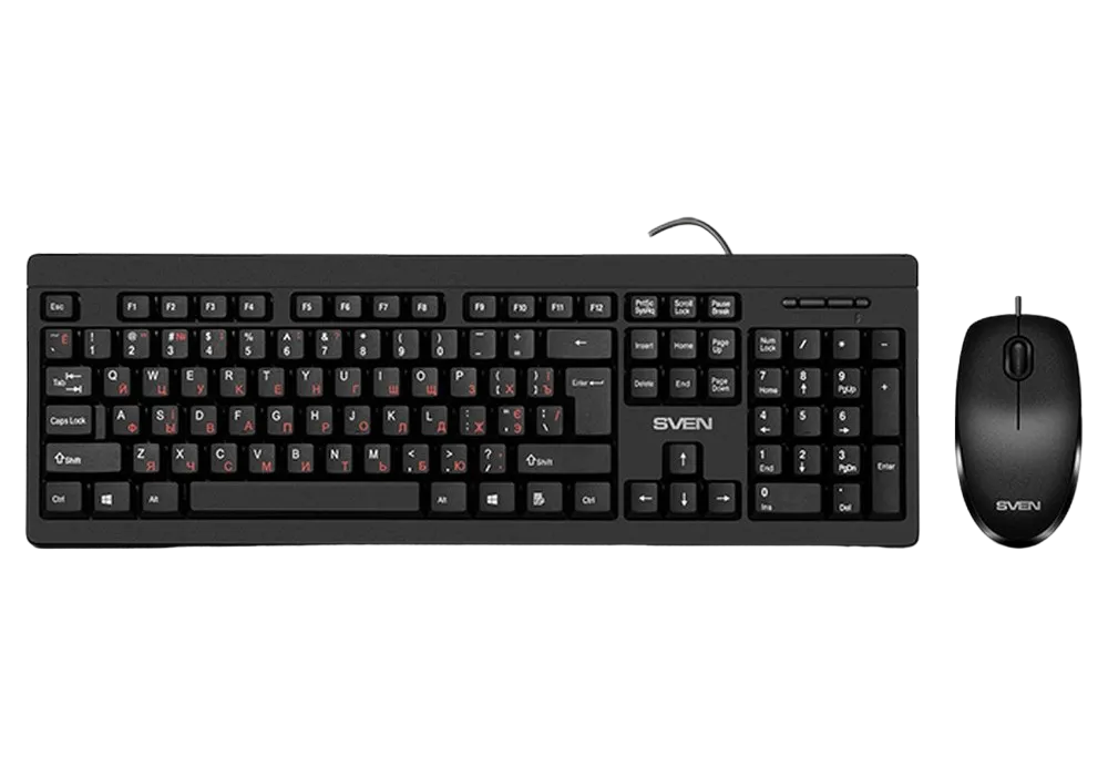 Keyboard & Mouse SVEN KB-S320C, Fullsize layout, Splash proof, Fn key, Black, USB