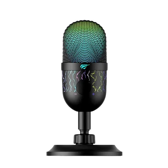 Microphones Havit GK52, Cardioid, 50Hz-16kHz, -33±2dB, Button mute key, 1.8m. RGB, USB, Black
