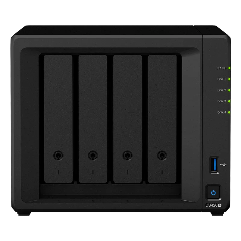 SYNOLOGY  "DS420+", 4-bay, Intel Celeron 2-core 2-2.9GHz, 2Gb+1Slot, 2x1GbE, 2xM.2 NVMe