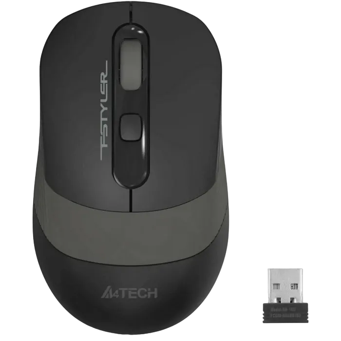 Wireless Mouse A4Tech FG10, Optical, 1000-2000 dpi, 4 buttons, Ambidextrous, 1xAA, Black/Grey