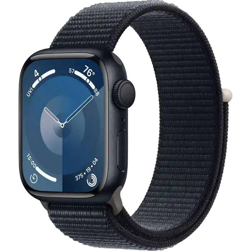 Apple Watch Series 9 GPS, 41mm Midnight Aluminium Case with Midnight Sport Loop, MR8Y3