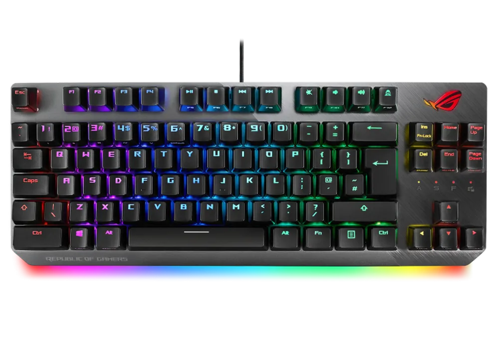 Gaming Keyboard Asus ROG Strix Scope TKL, Mechanical, Cherry MX Silent Red, Aluminum, Aura Sync, USB