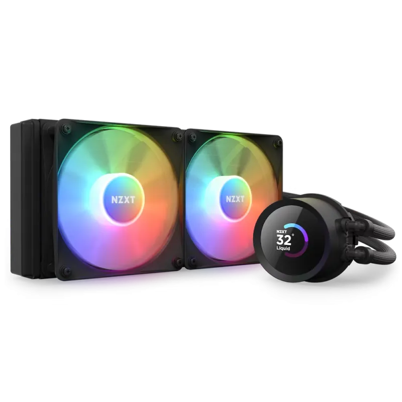 AIO Liquid Cooling NZXT Kraken 240 RGB Black (33.8dB, 78CFM, 2x120mm, 500-1800RPM, LCD 1.54", CAM)