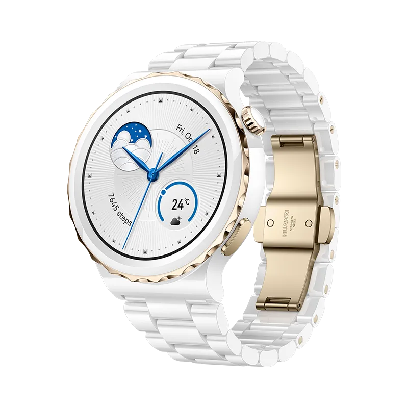HUAWEI WATCH GT 3 Pro Elite 43mm, Gold with White Ceramic Strap
