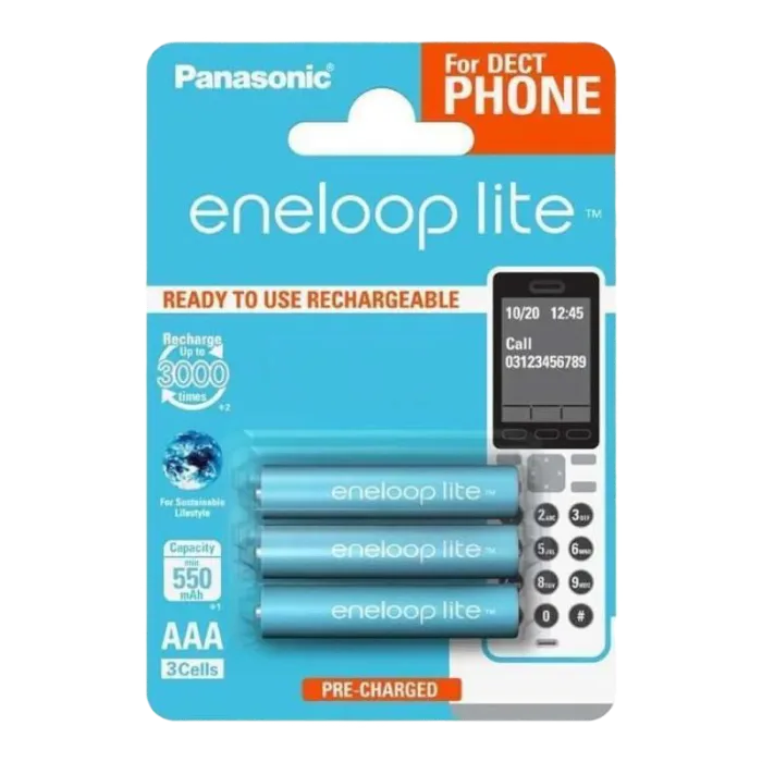 AAA  Eneloop  Lite 550mAh, Blister*3, Panasonic, BK-4LCCE/3DE