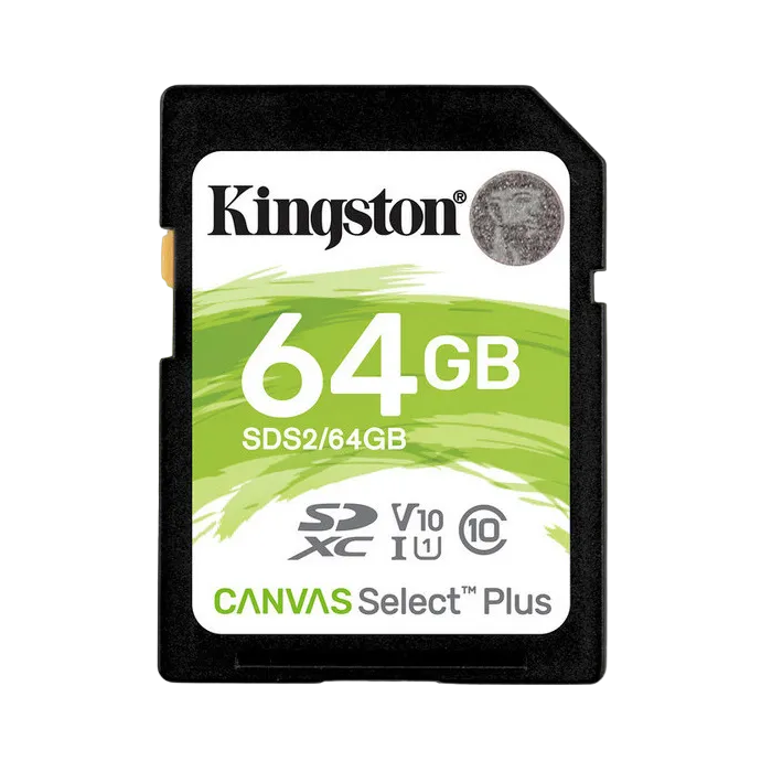 ..64GB  SDXC Card (Class 10) UHS-I , U1, Kingston Canvas Select Plus "SDS2/64GB" (R:100MB/s)
