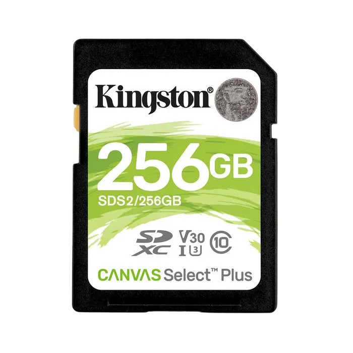 .256GB  SDXC Card (Class 10) UHS-I , U3, Kingston Canvas Select Plus "SDS2/256GB" (R/W:100/85MB/s)