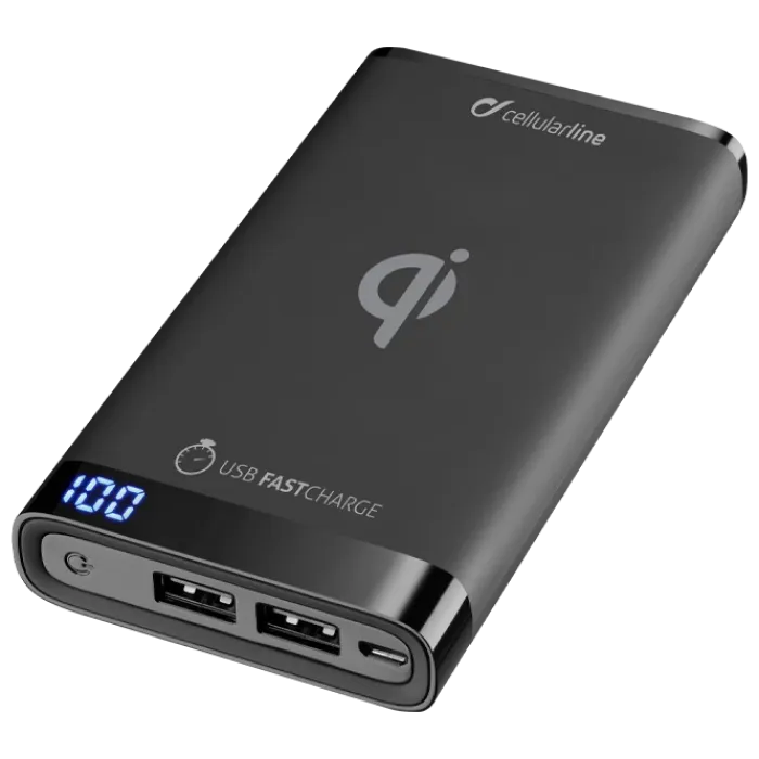 Wireless Power Bank Cellularline 8000mAh, Black