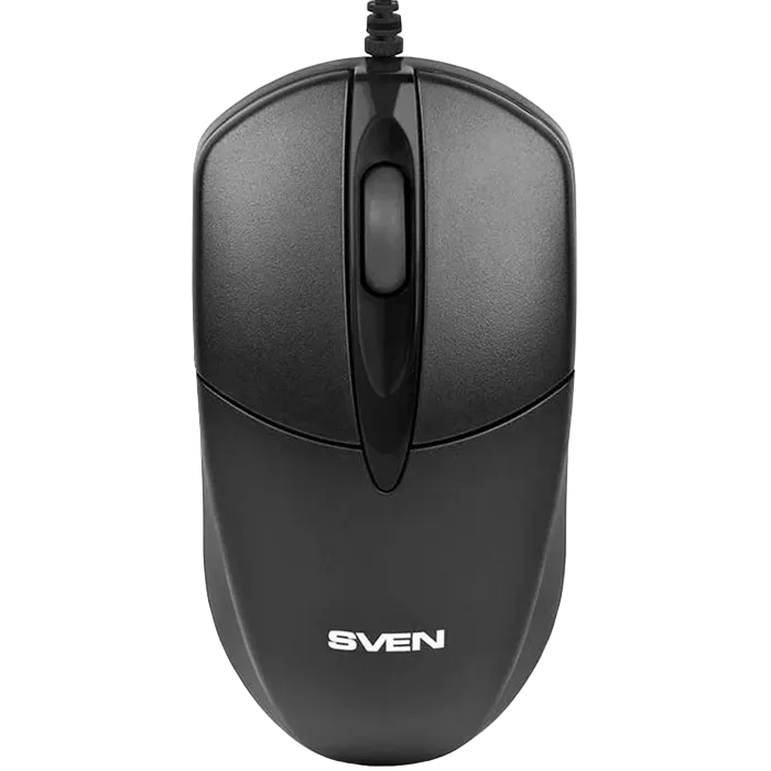 Mouse SVEN RX-112, Optical, 1000 dpi, 3 buttons, Ambidextrous, Black, USB+PS/2