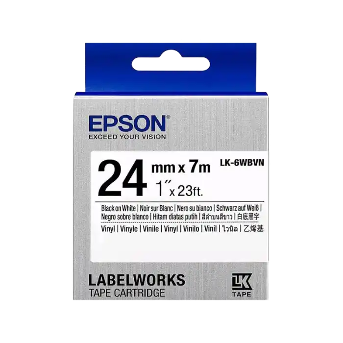 Купить  Кассеты с лентой для печати наклеек - Картридж с лентой Epson LK-6WBVN, 24 мм x 7 м..