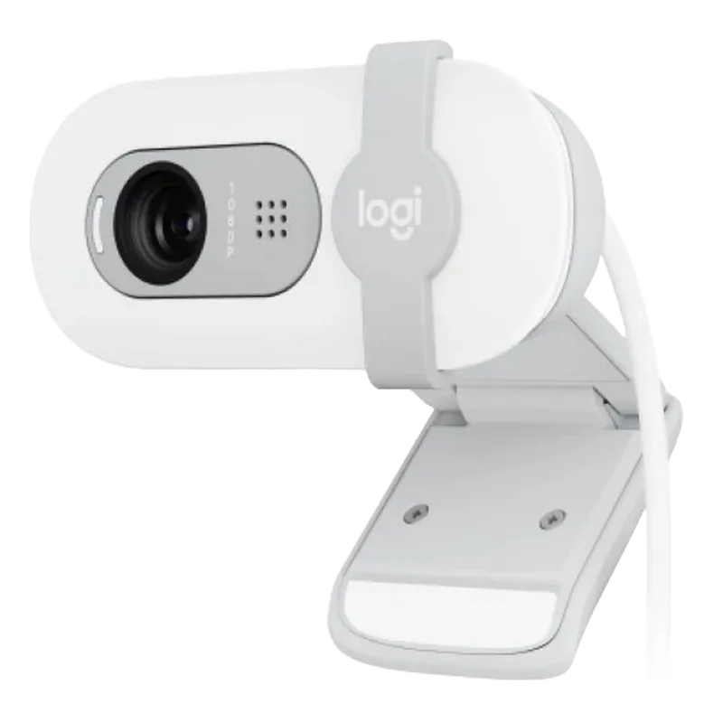 Camera Logitech BRIO 100, 1080p/30fps, FoV 58°, 2MP, Fixed Focus, Shutter, 1.5m, White